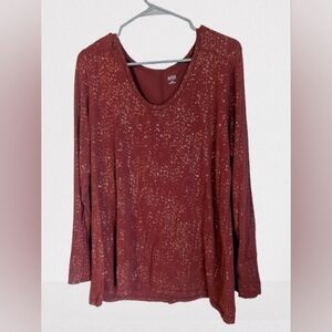 BOGO a.n.a Women's Rust with Gold Flecks Long Sleeve Top- XXL